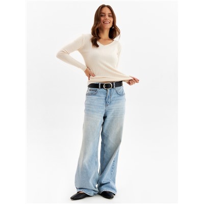 Джемпер женский с v-образным вырезом MINAKU, бежевый, размер 42-44