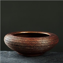 Кашпо для цветов «Плошка», 1.4 л, d=22 см, h=8 см, керамика, цвет бронза