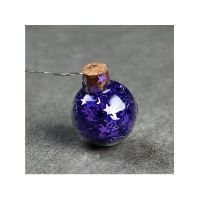 Гирлянда «Нить» 1.6 м с насадками «Синие шарики», IP20, серебристая нить, 15 LED, батарейки ААх2 (нет в комплекте), свечение белое