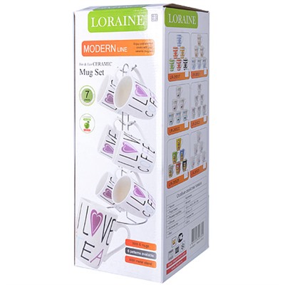 26525 Набор кружек 350мл 7пр на мет/подст. LR (х6)