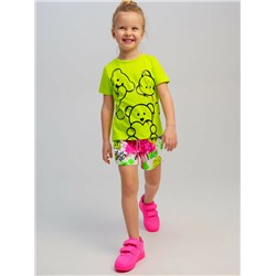 Комплект трикотажный для девочек: фуфайка (футболка), шорты