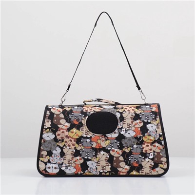 Сумка - переноска каркасная «Кошки», размер L, 53×21×29 см