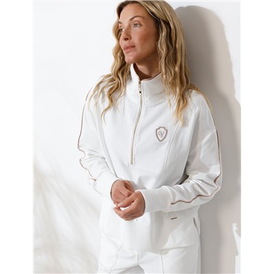 Джемпер с воротом на молнии и лампасами из футера двухнитки с эластаном