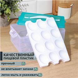 Контейнер для яиц, 24 ячейки, двухуровневый, пластик, МИКС