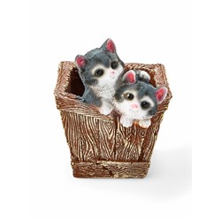 Декоративное кашпо для цветов «Ящик с котятами», 1.3 л, 16×18×20 см, полистоун