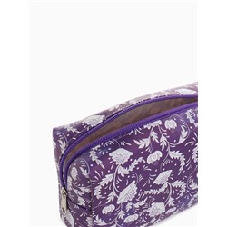 Косметичка на молнии женская, с ручкой, маленькая, с рисунком, фиолетовая