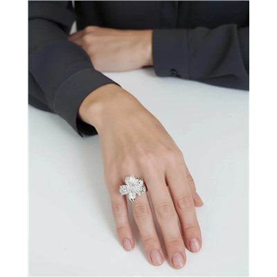 Кольцо с белым серебрением