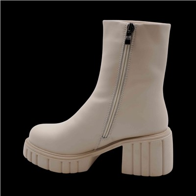 Ботинки из натуральной кожи на меху РМ-085-2 бежевые