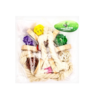 Игрушка для птиц «Браслет», 13.5×5 см, с колокольчиками, цвет МИКС