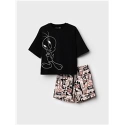 Комплект трикотажный для девочек: фуфайка (футболка), шорты