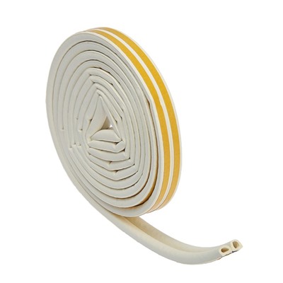 Уплотнитель резиновый ТУНДРА, профиль D, размер 9×8 мм, белый, в упаковке 6 м