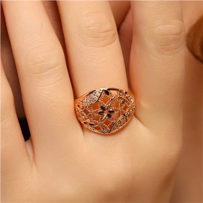 Кольцо 19 р ювелирная бижутерия коллекция "Дубай", покрытие позолота, вставка: фианиты, цвет: прозрачный, арт.314.945-19