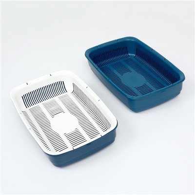 Лоток большой с сеткой Atlantis «Стандарт», 42×31×10 см, синий