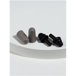 Беруши, 3×1.3 см, в футляре, набор - 2 пары, силиконовые, чёрный/серый