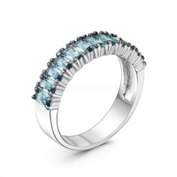 Кольцо из серебра с фианитами родированное 925 пробы 1-261чр211