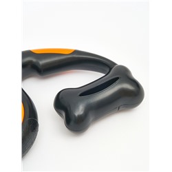 Рулетка - поводок «Косточка», 3 м, с контейнером для пакетов, пластик, чёрная