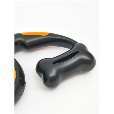 Рулетка - поводок «Косточка», 3 м, с контейнером для пакетов, пластик, чёрная