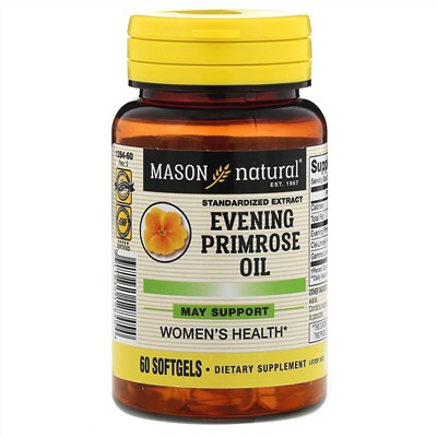 Mason Natural, Масло вечерней примулы, 60 капсул