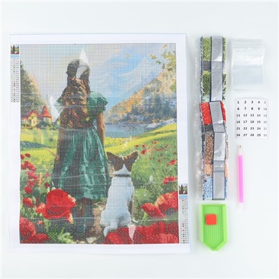 Алмазная мозаика с полным заполнением на холсте «Изумрудная фантазия», 30×40 см