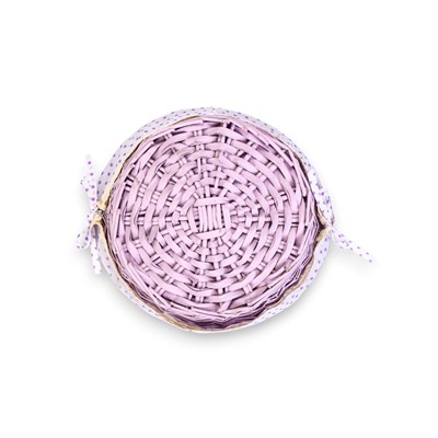 Корзина плетёная для хранения, 32×32×14 см, ручка h=14 см, сиреневая