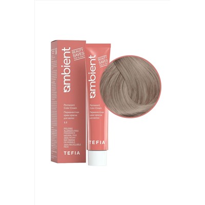 TEFIA Ambient 9.18 Перманентная крем-краска для волос / Очень светлый блондин пепельно-коричневый, 60 мл KRISTALLER, 1109802