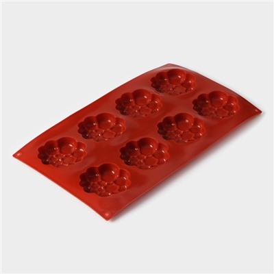 Форма для выпечки Доляна «Пузыри», силикон, 29×17×1.5 см, 8 ячеек (6×6×1.5 см), коричневая