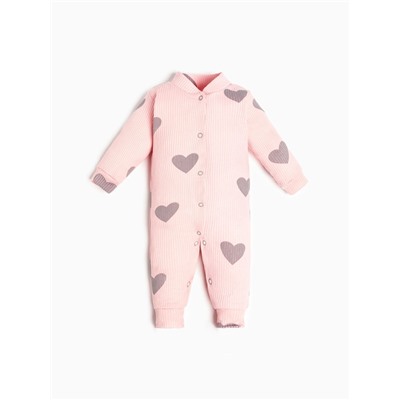 Комбинезон Крошка Я «Сердца», рост 62-68 см, цвет розовый