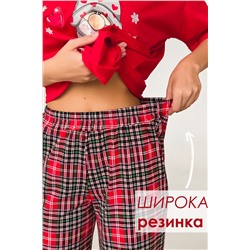 Пижама женская с брюками гномы красный