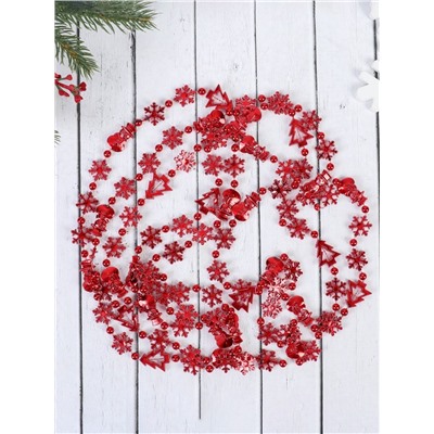 Бусы на ёлку «Снежинки», длина 2.7 м, d=2.3 см, МИКС