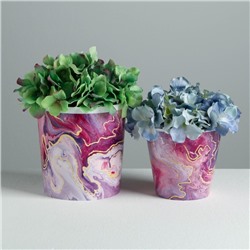 Набор кашпо для цветов 2 в 1 «Мрамор», 0.8 и 1.6 л, 11×12 и 14×14 см