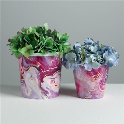 Набор кашпо для цветов 2 в 1 «Мрамор», 0.8 и 1.6 л, 11×12 и 14×14 см