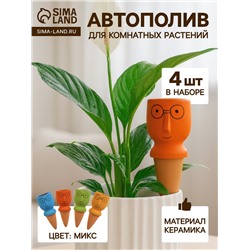 Автополив для комнатных растений «Который выжил», 14×4.6 см, керамика, набор 4 шт., МИКС