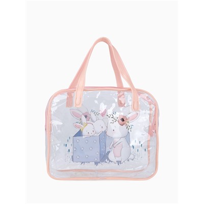 Косметичка-сумка с ручками, для бассейна, с рисунком, пудрово-розовая