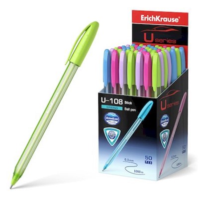 Ручка шариковая U-108 Spring Stick Ultra Glide Technology синяя 1.0мм 58108 ErichKrause
