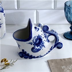 Подставка для ложек «Чудо-рыба», 10×16.5×13.5, фарфор гжель