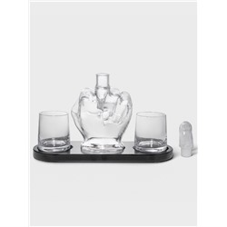 Мини-Бар «Средний палец», 1 л, 2 бокала, на подставке, стекло, дерево