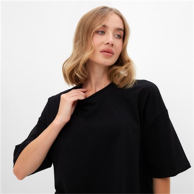 Футболка женская MINAKU: Basic line, чёрная, размер 42