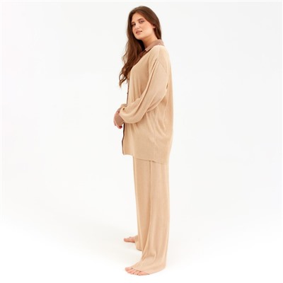 Костюм женский (рубашка, брюки) MINAKU: Casual Collection, цвет кофе, размер 54