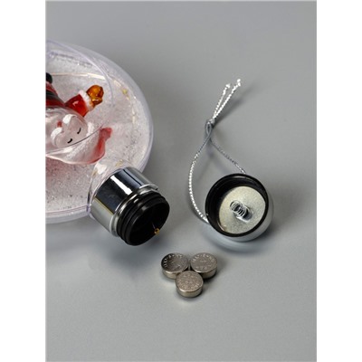 Ёлочный шар «Снеговик», 5 LED, от батареек, свечение тёплое белое