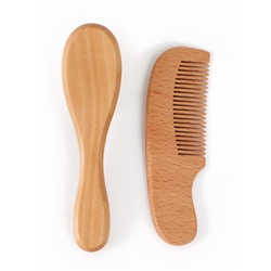 Расческа детская, деревянная с натуральной щетиной, гребень, набор 2 шт., M&B