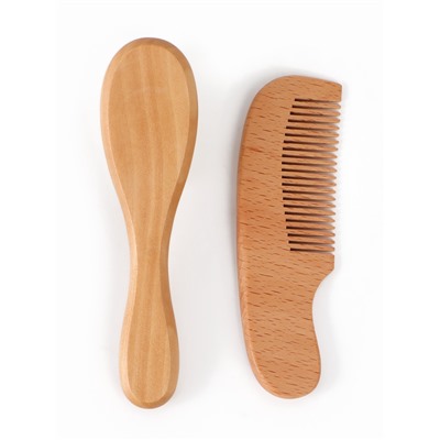 Расческа детская, деревянная с натуральной щетиной, гребень, набор 2 шт., M&B