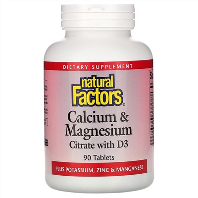 Natural Factors, цитрат кальция и магния с витамином D3, 90 таблеток