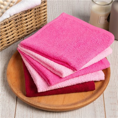 Салфетки махровые «Этель. Богиня», 5 шт., 30×30 см, хлопок 100%, розовые