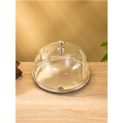 Тортовница со стеклянной крышкой, 20.5×20.5×16 см, нержавеющая сталь