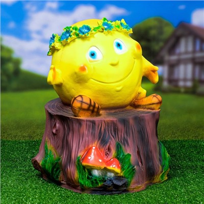 Садовая фигура из полистоуна «Колобок на пеньке», 40×33 см