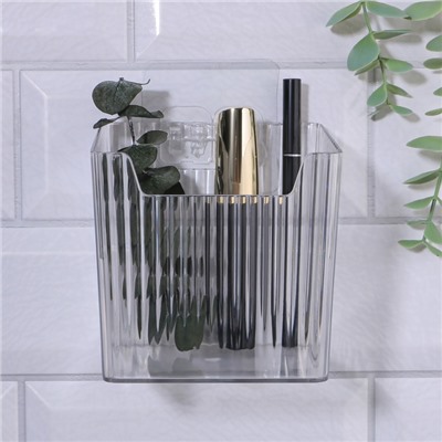 Органайзер для хранения «CRISTAL», навесной, 1 секция, с клеевыми крючками, 11.5×8×11 см, прозрачный