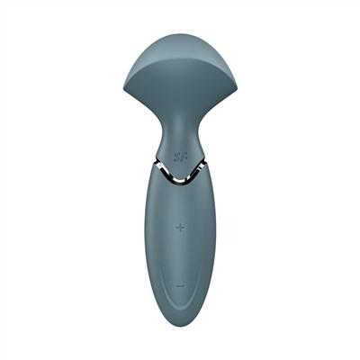 Серый вибромассажер Mini Wand-er - 16 см.