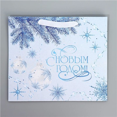 Пакет подарочный новогодний крафтовый «Нежность Нового года», ML 27×23×11.5 см