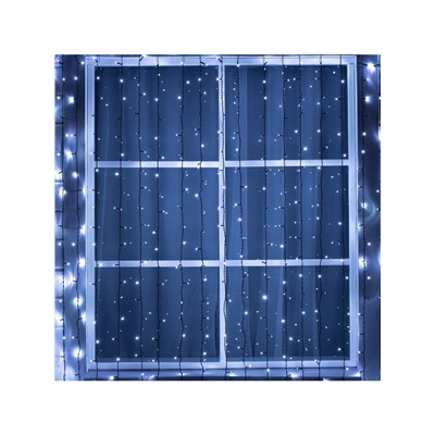 Гирлянда «Занавес» 2×6 м, IP44, УМС, тёмная нить, 1440 LED, свечение белое, мерцание, 220 В