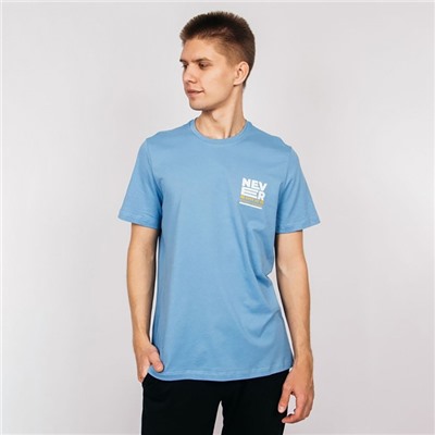 Футболка мужская, голубая, размер 48